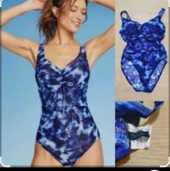 Aqua Green Blue Bodysuit One Piece with Adjustable Straps Swimmer LARGE - Picture 3 of 13